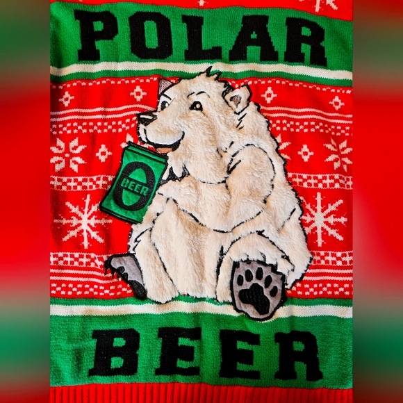 Spencer's Christmas Holiday Polar Beer Sweater Size XL - Picture 3 of 5